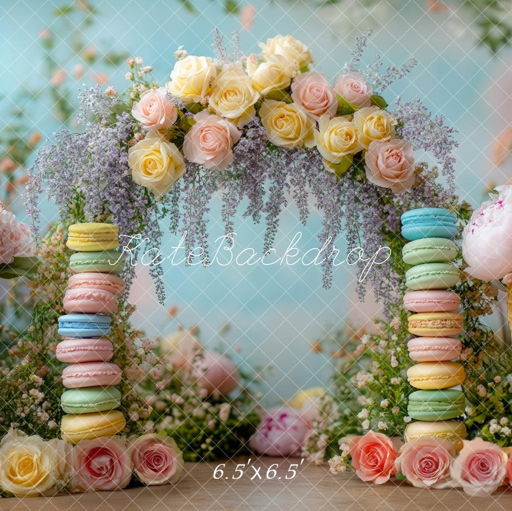 Kate Printemps Macarons Crème glacée Fleurs Toile de fond conçue par Mini MakeBelieve