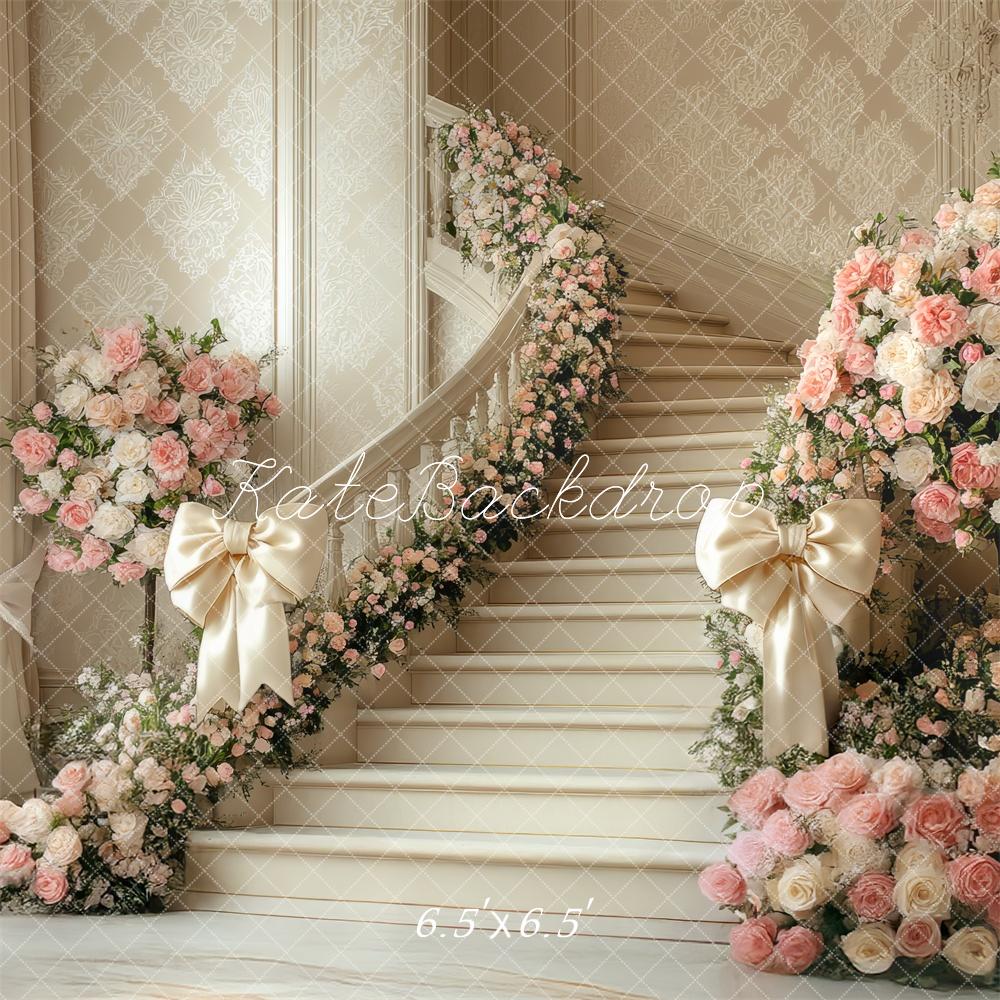 Kate Printemps Domaine Escalier Floral Toile de fond conçue par Mini MakeBelieve