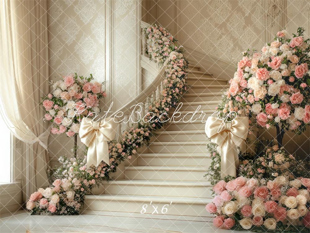 Kate Printemps Domaine Escalier Floral Toile de fond conçue par Mini MakeBelieve