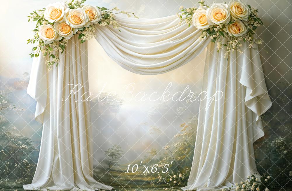 Kate Mariage Floral Tissu drapé Vintage Toile de fond conçue par Emetselch