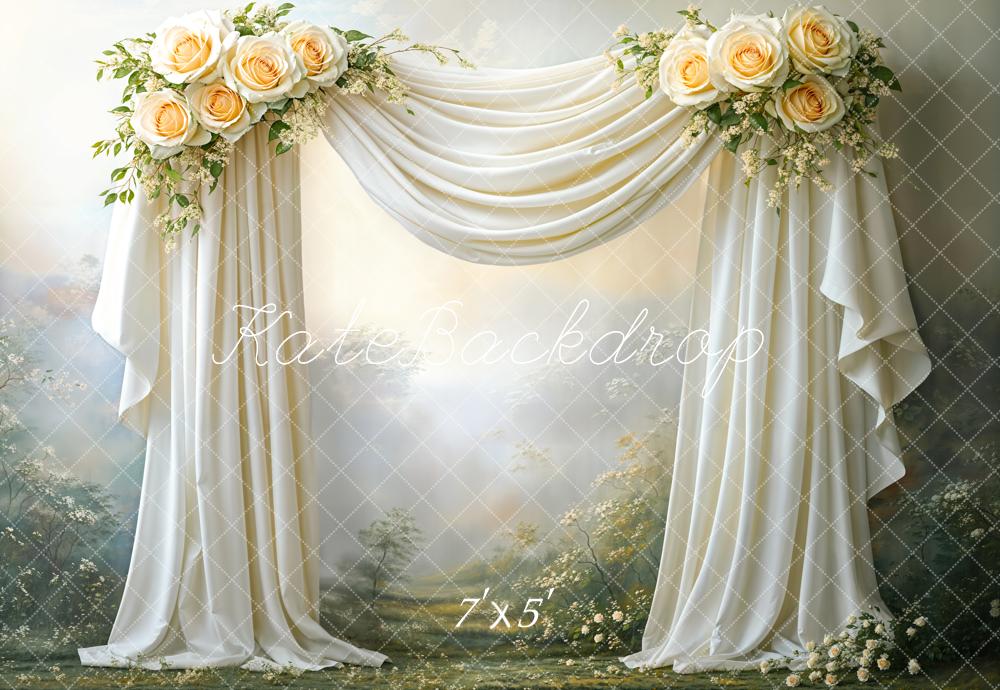 Kate Mariage Floral Tissu drapé Vintage Toile de fond conçue par Emetselch