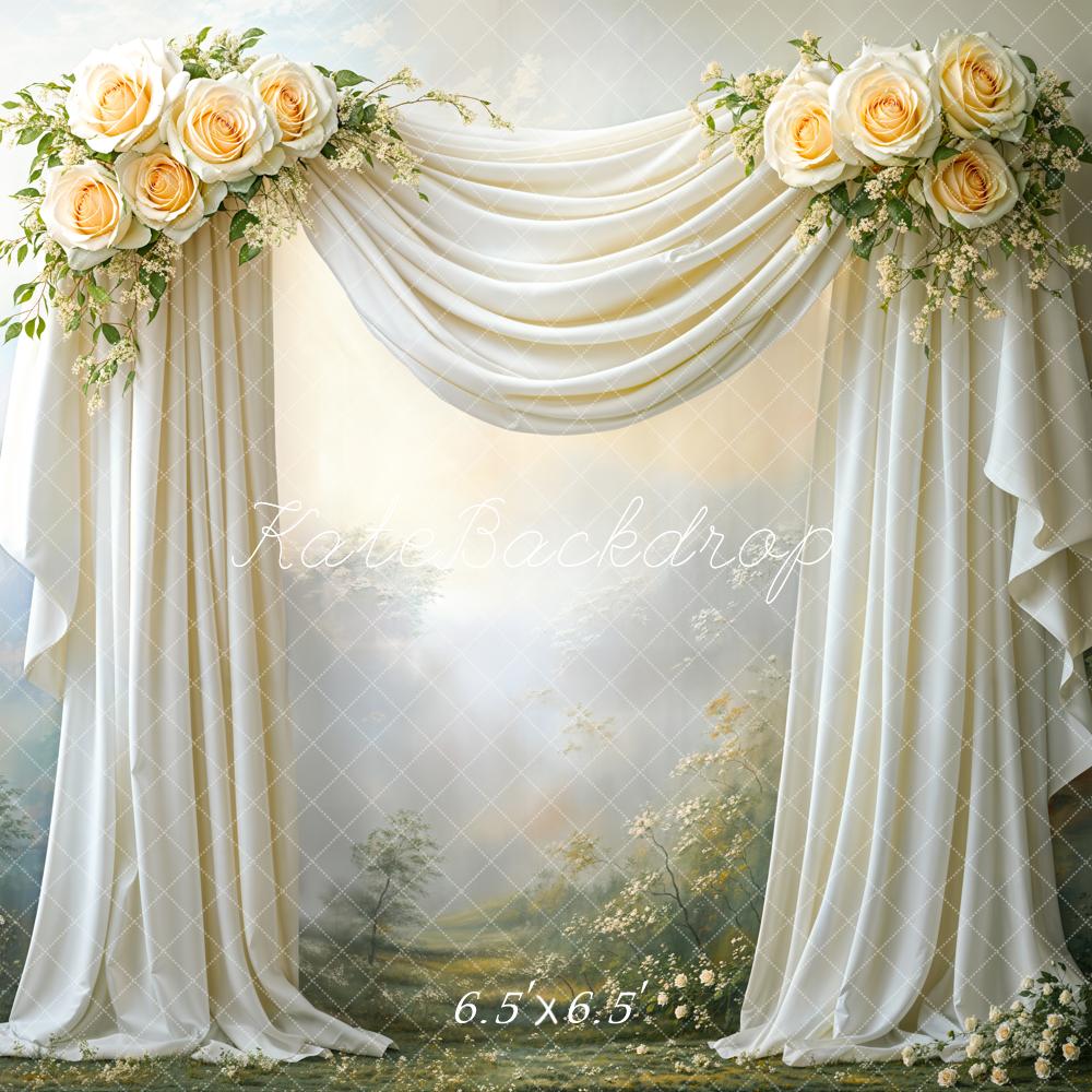 Kate Mariage Floral Tissu drapé Vintage Toile de fond conçue par Emetselch