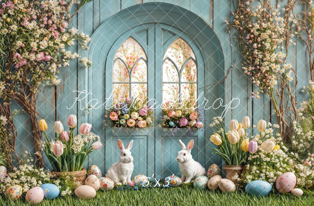 Kate Pâques Lapin Fleur Œufs Porte Toile de fond conçue par Emetselch