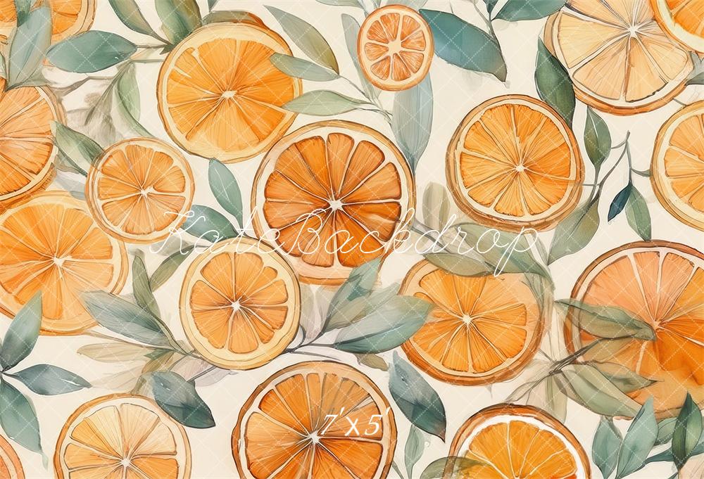 Kate Aquarelle Oranges Enfant Toile de fond conçue par Mandy Ringe