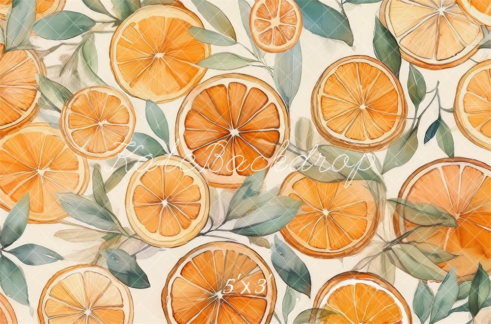 Kate Aquarelle Oranges Enfant Toile de fond conçue par Mandy Ringe