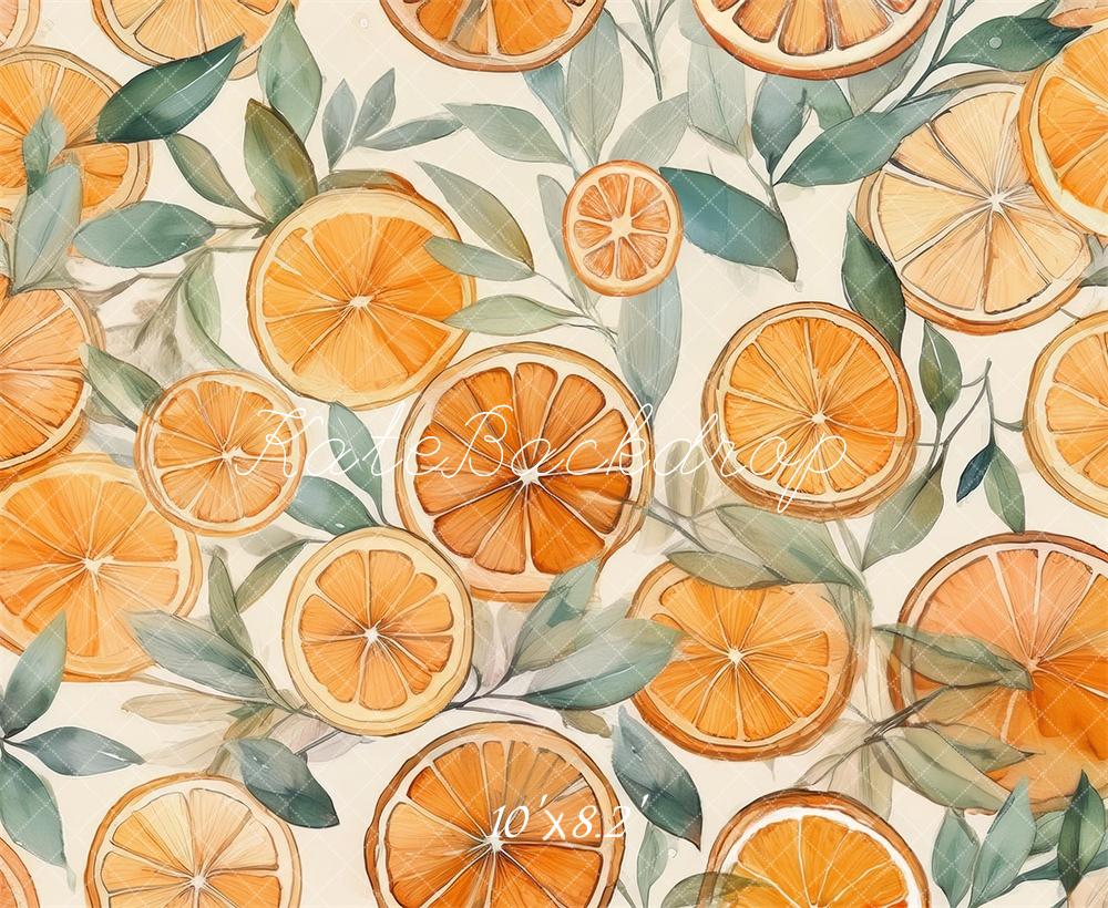 Kate Aquarelle Oranges Enfant Toile de fond conçue par Mandy Ringe