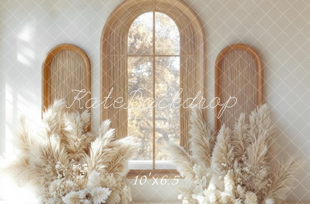 Kate Bohème Arche Fenêtre Herbe des Pampas Toile de fond conçue par Mini MakeBelieve