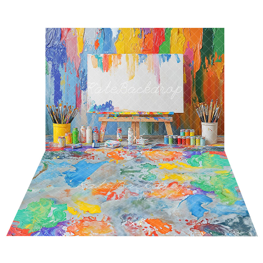 Kate Art Peinture Coloré Enfant Toile de fond+Abstrait Peinture Coloré Sol Toile de fond