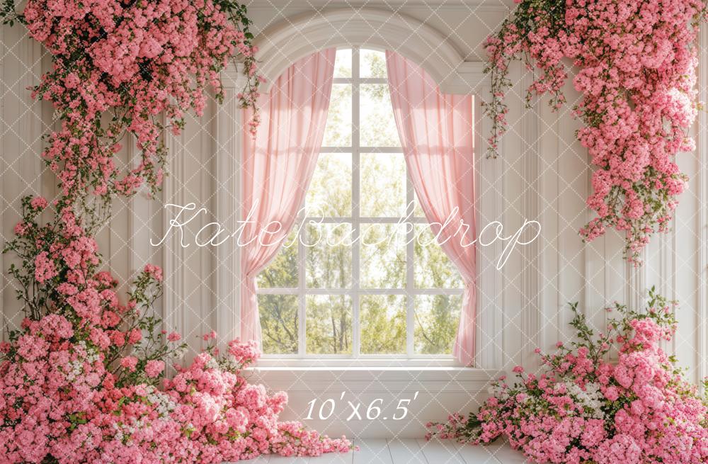 Kate Printemps Fleurs Fenêtre Rose Toile de fond conçue par Emetselch