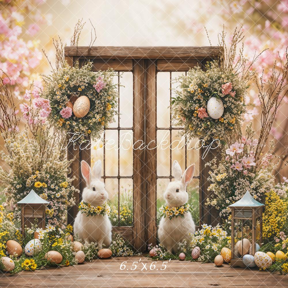 Kate Pâques Lapin Printemps Fleurs Porte Toile de fond conçue par Emetselch