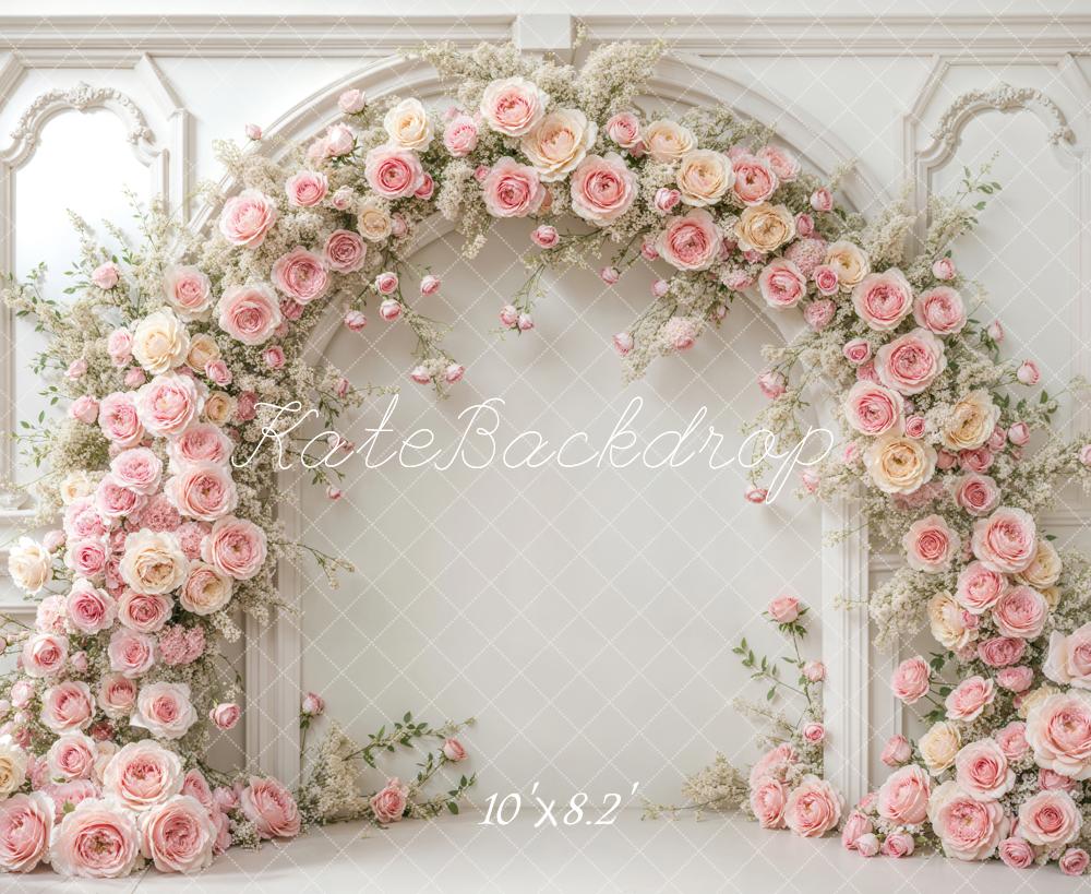 Kate Fleur Rose Arche Mariage Mur Rétro Toile de fond conçue par Emetselch