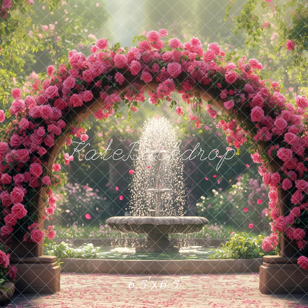 Kate Arche Roses Fontaine Jardin Printemps Toile de fond conçue par Patty Roberts