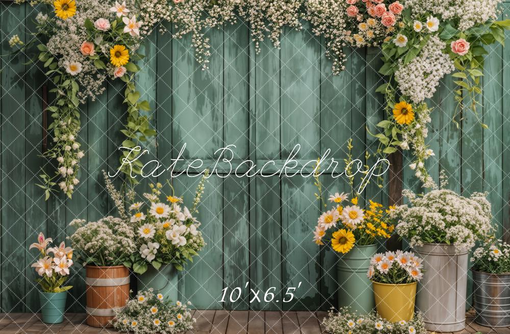 Kate Printemps Fleur Porte Rustique Vert Toile de fond conçue par Emetselch