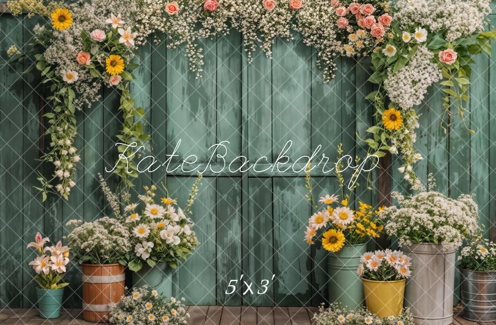 Kate Printemps Fleur Porte Rustique Vert Toile de fond conçue par Emetselch