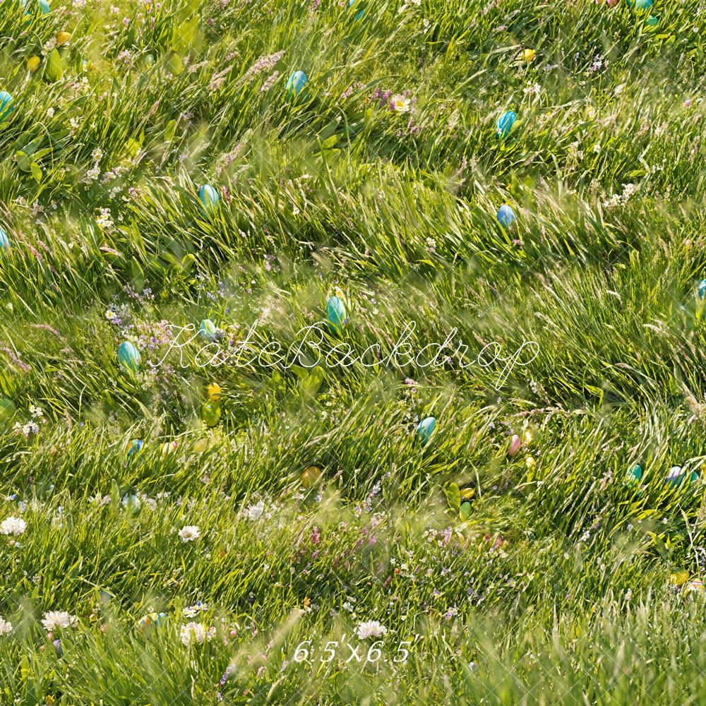 Kate Pâques Œuf Vert Prairie Sol Toile de fond conçue par Emetselch