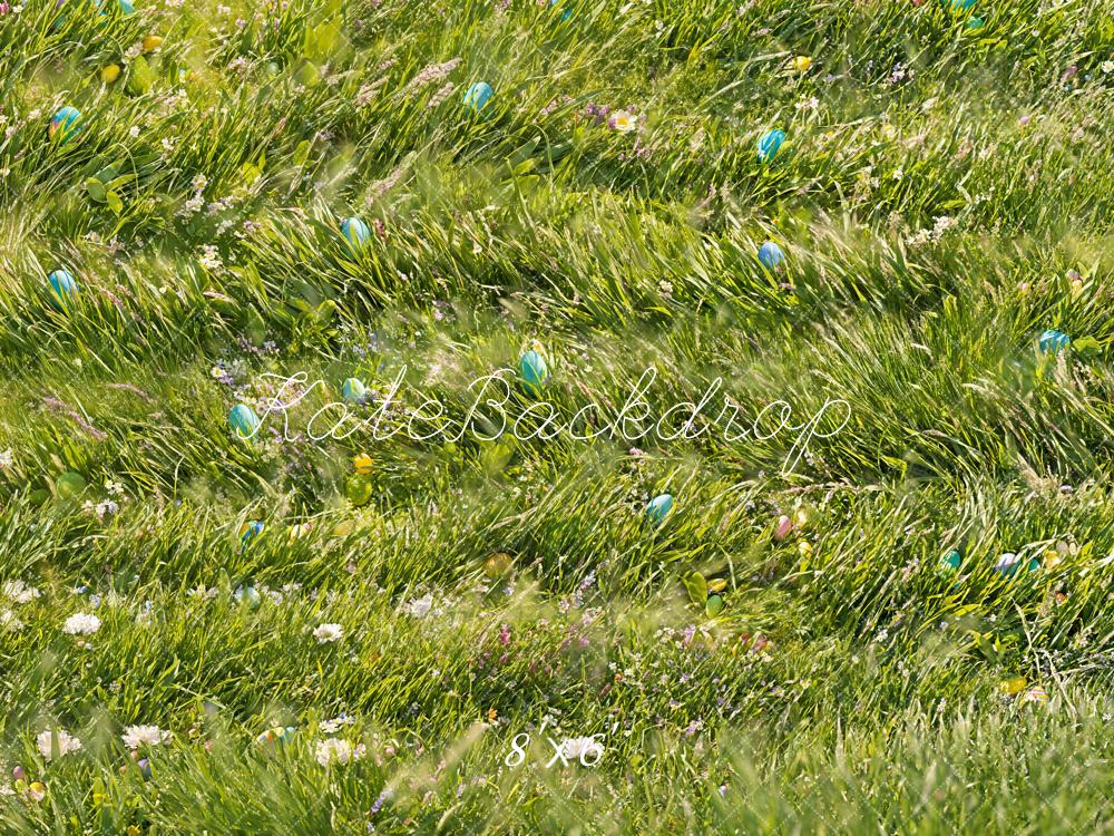 Kate Pâques Œuf Vert Prairie Sol Toile de fond conçue par Emetselch