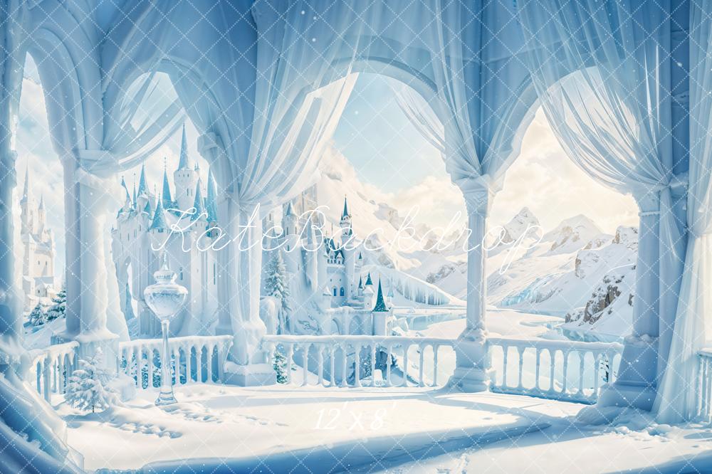 Kate Hiver Château Fantastique Balcon Neige Toile de fond conçue par Emetselch - Kate Backdrop FR