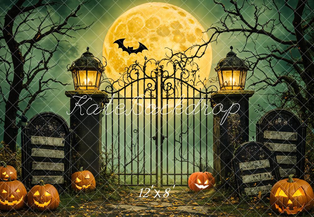 Kate Halloween Lune Grille Citrouilles Toile de fond conçue par Emetselch - Kate Backdrop FR