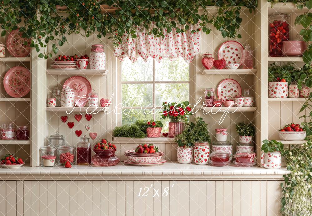 Kate Printemps Fraise Cuisine Armoire Toile de fond conçue par Emetselch - Kate Backdrop FR