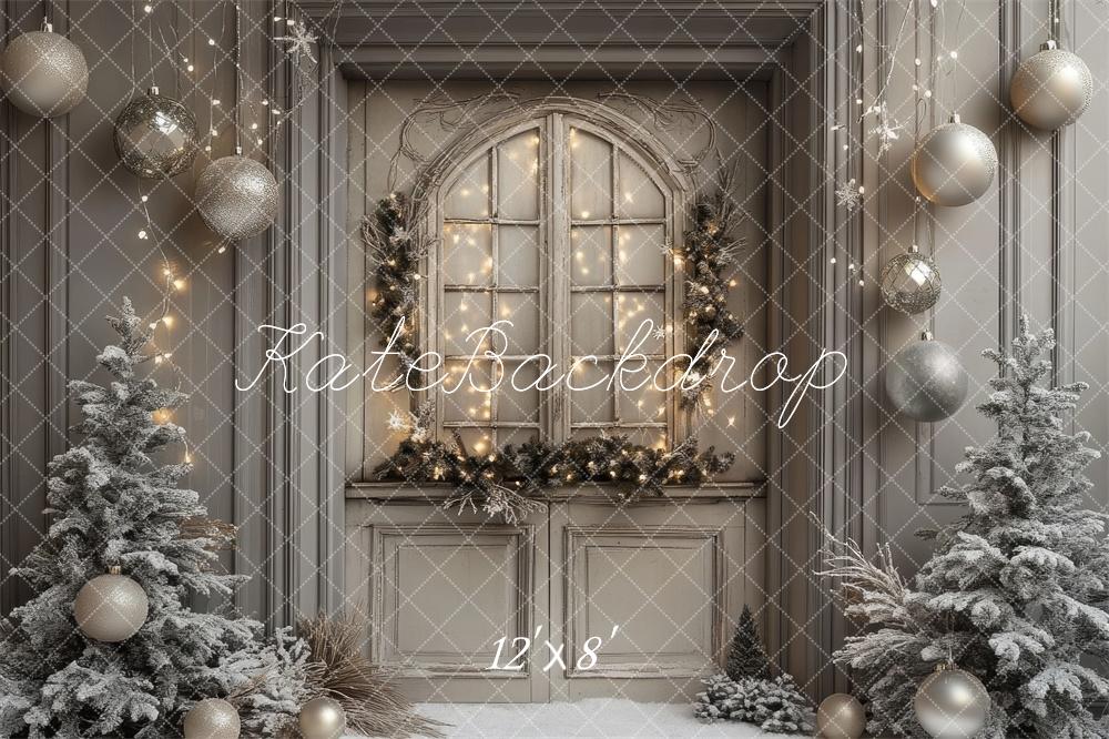 Kate Sapin de Noël Fenêtre Hiver Décors Toile de fond conçue par Lidia Redekopp - Kate Backdrop FR