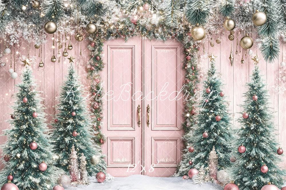 Kate Rose Sapin de Noël Porte Neige Toile de fond conçue par Lidia Redekopp - Kate Backdrop FR