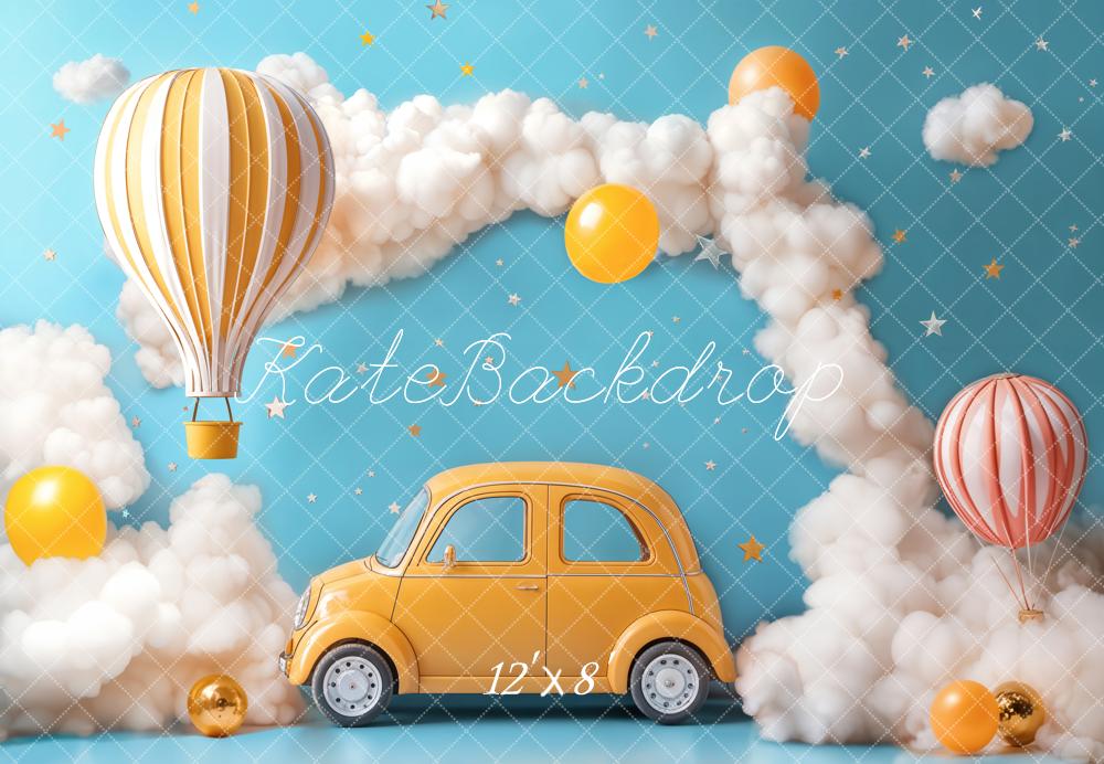 Kate Cake smash Montgolfière Voiture Nuages Toile de fond conçue par Emetselch - Kate Backdrop FR