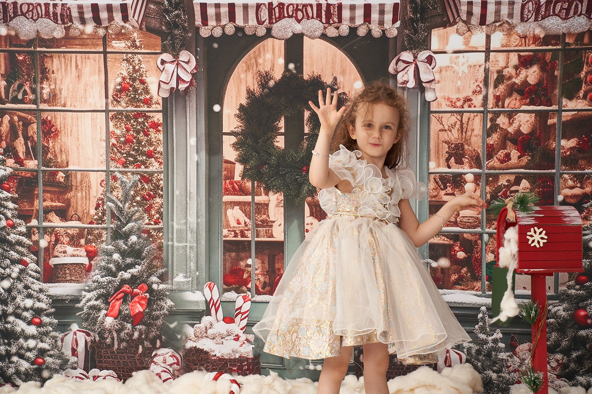 Kate Boutique Rouge Lumière Sapin de Noël Toile de fond pour la photographie