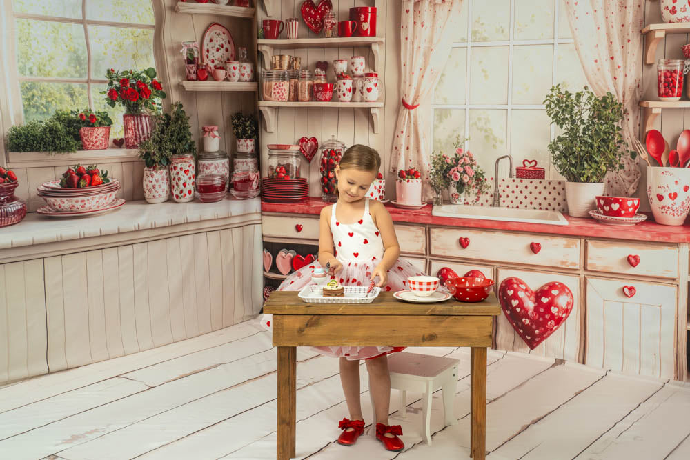 Kate Saint Valentin Cuisine Rouge Cœur Assiettes Ensemble de chambre