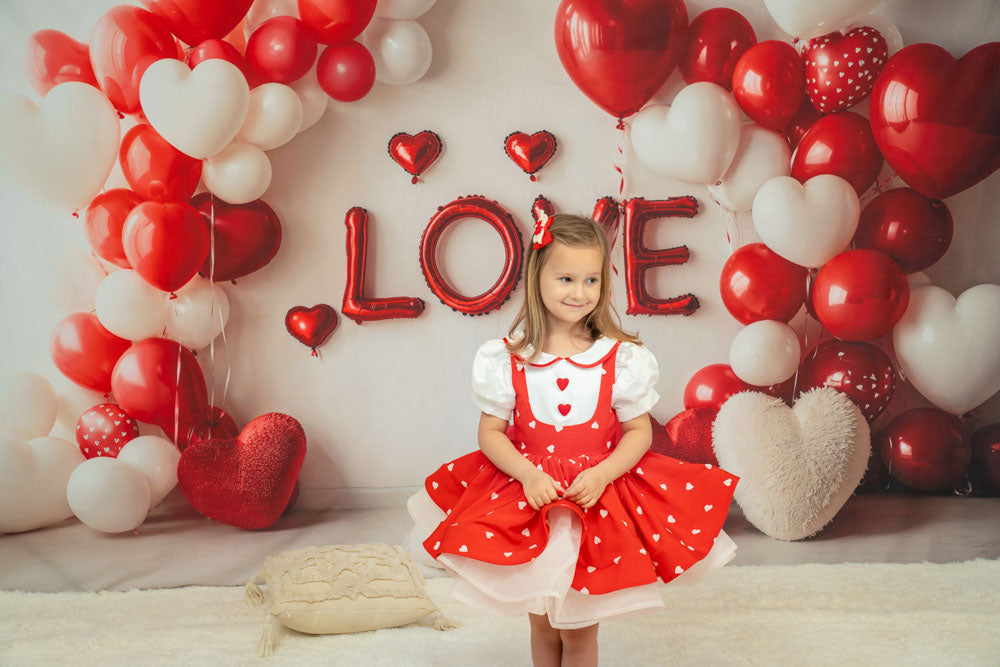 Kate Saint Valentin Cœur Ballons LOVE Rouge Toile de fond conçue par Emetselch