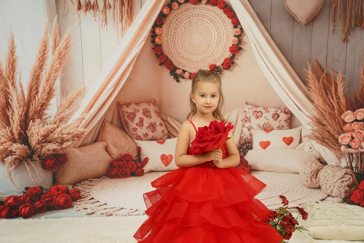 Kate Printemps Rouge Paillettes Tulle Robe Enfant Pour la Photographie