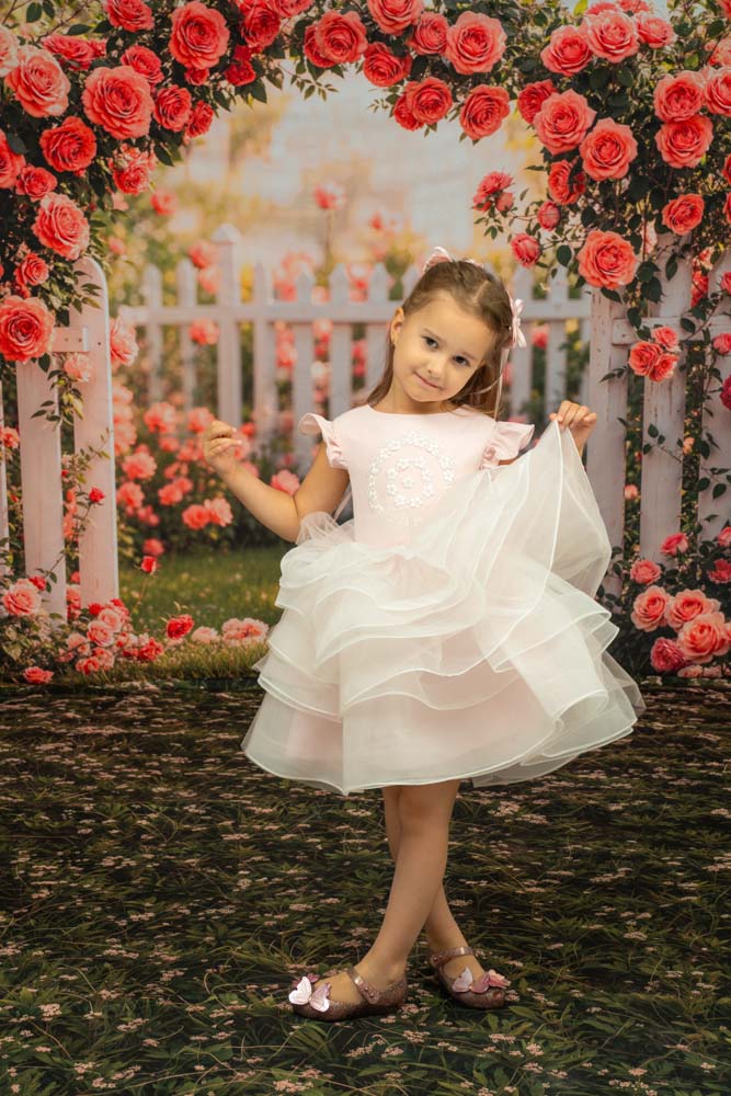 Kate Printemps/Été Maille Rose Robe à lacets Enfant Pour la Photographie