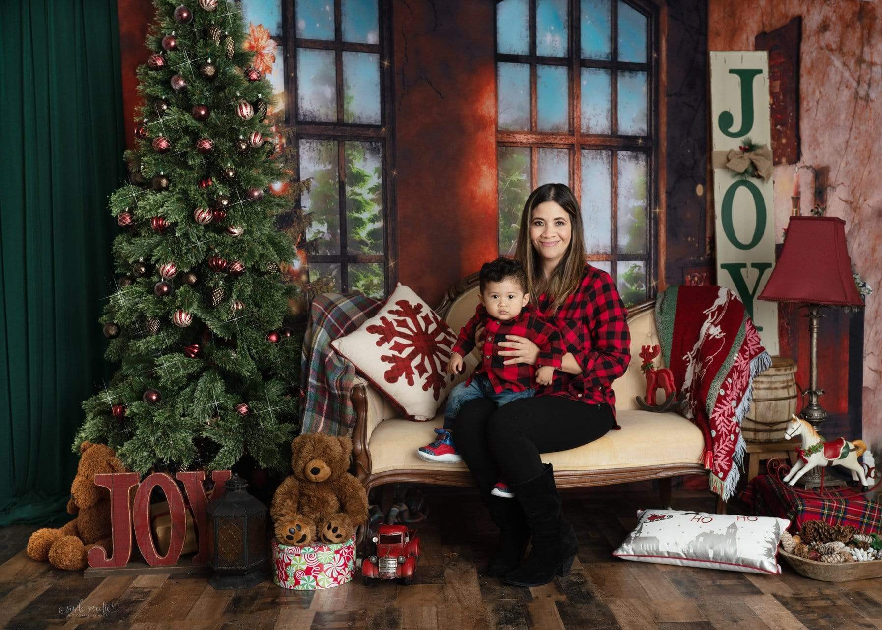 Kate Sapin de Noël Piano Fenêtre Toile de fond pour la photographie - Kate Backdrop FR