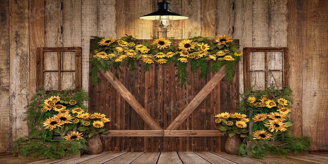 Kate Été Tournesols Porte en bois Toile de fond conçue par Emetselch - Kate Backdrop FR