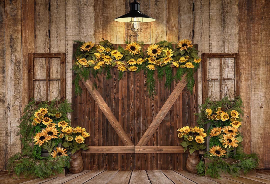 Kate Été Tournesols Porte en bois Toile de fond conçue par Emetselch - Kate Backdrop FR