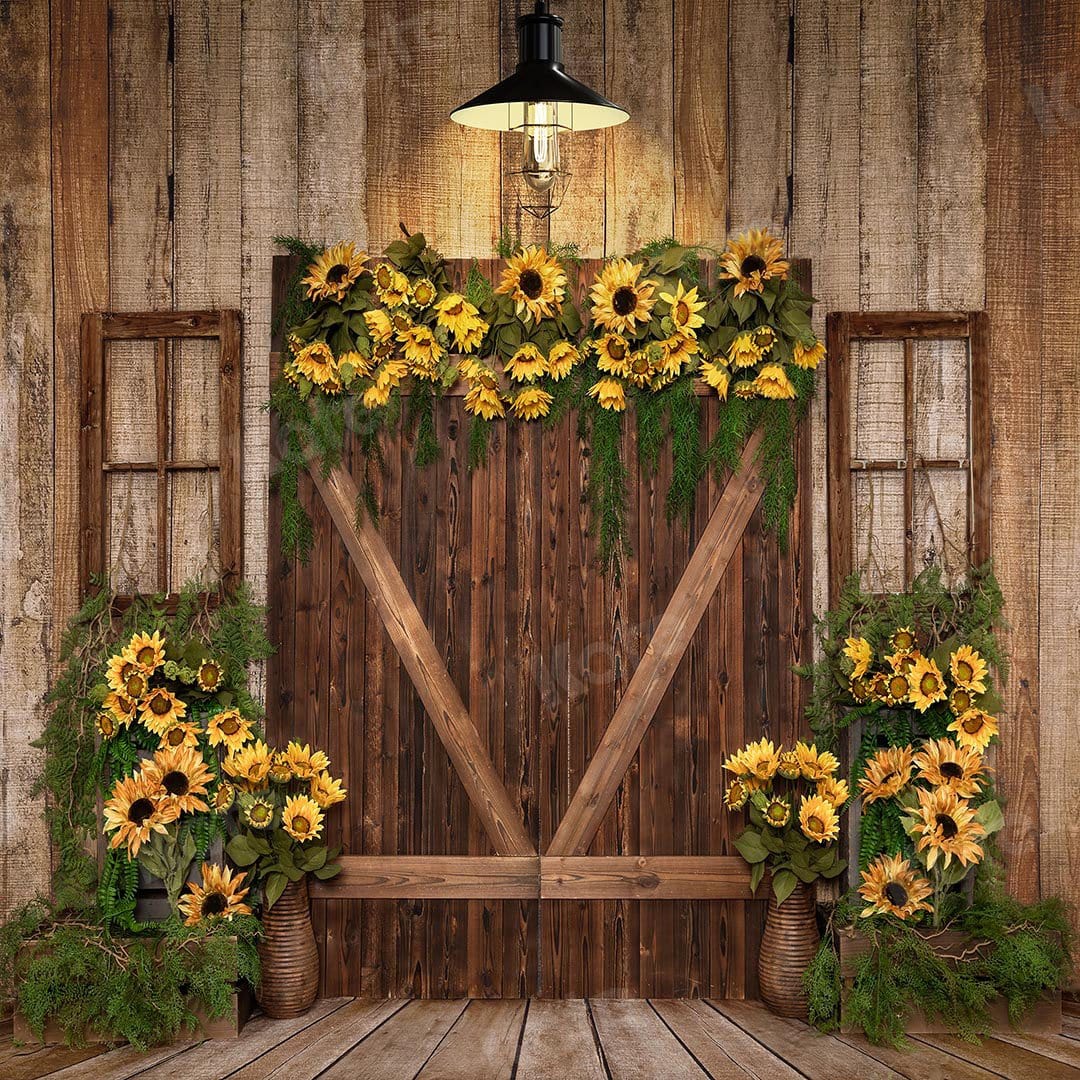 Kate Été Tournesols Porte en bois Toile de fond conçue par Emetselch - Kate Backdrop FR