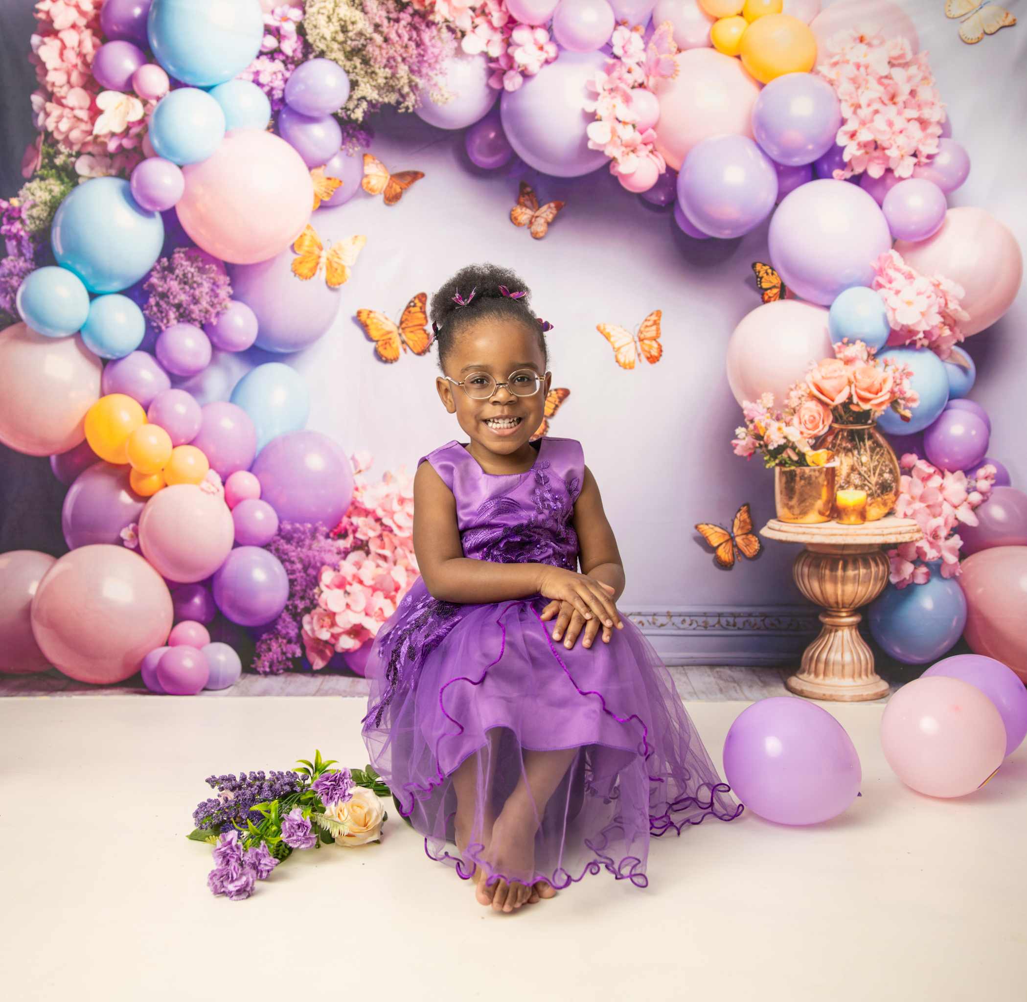 Kate Coloré Ballon Papillon Fleurs Mur Toile de fond conçue par Chain Photographie - Kate Backdrop FR