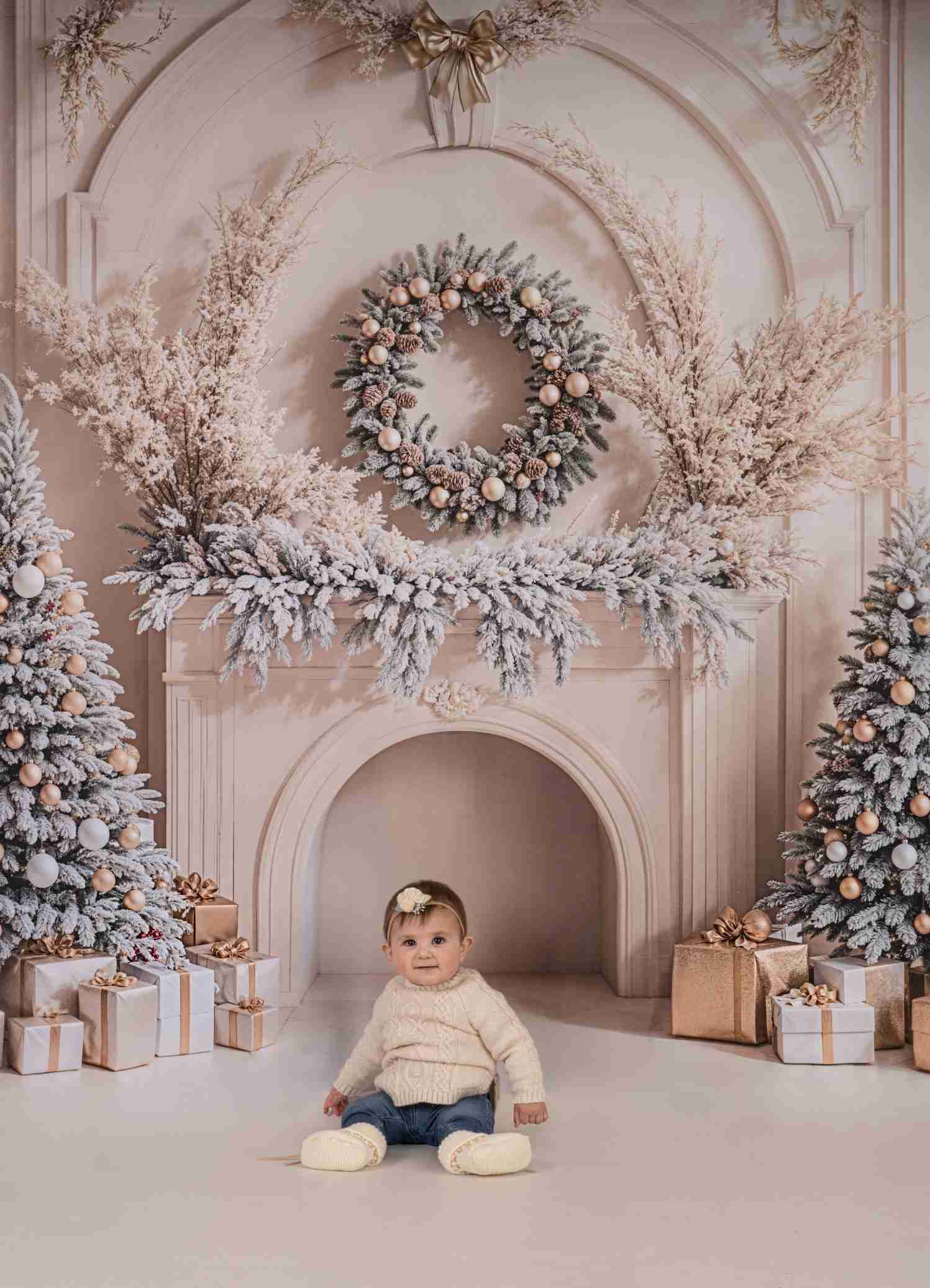 Kate Arbres de Noël Cadeaux Cheminée Rétro Toile de fond conçue par Emetselch - Kate Backdrop FR