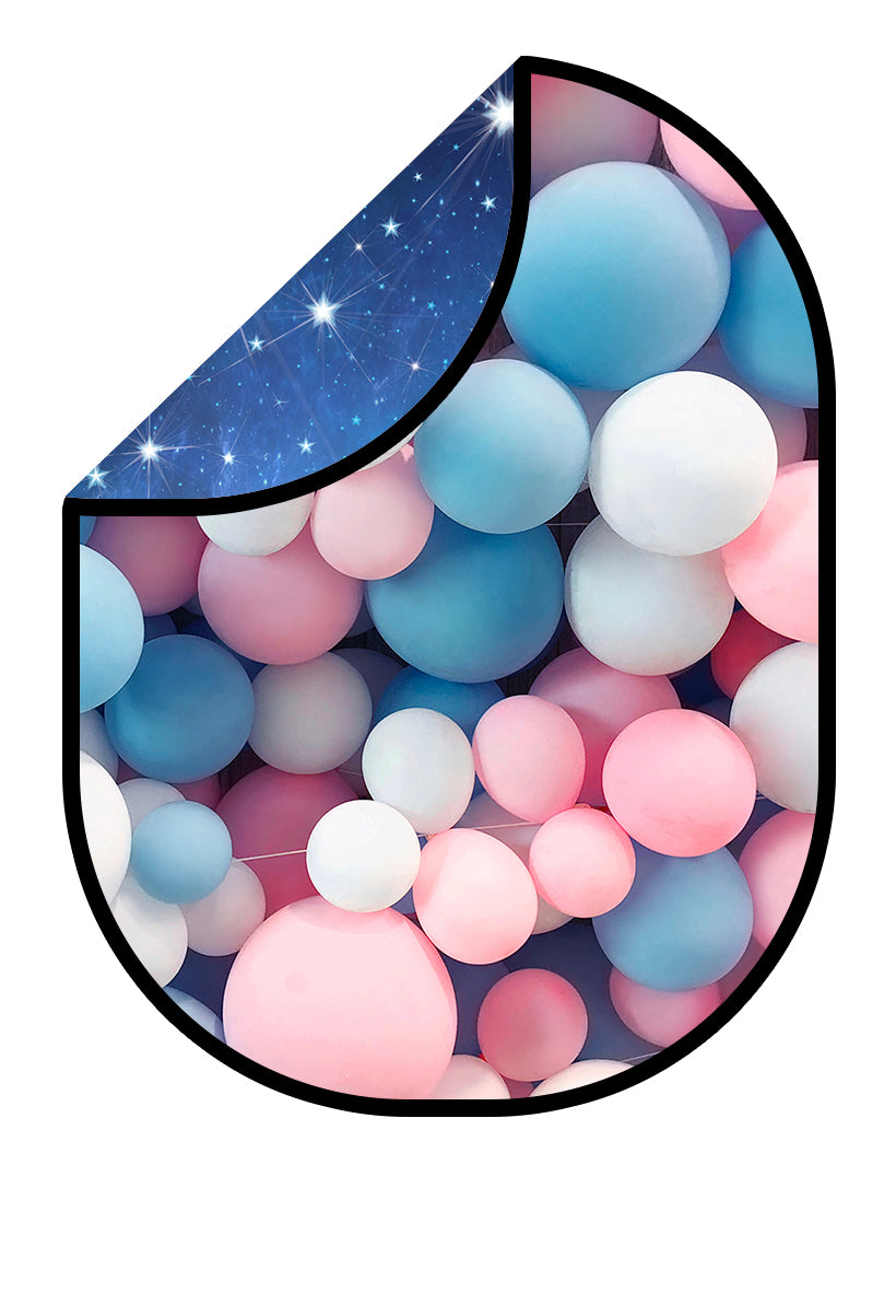 Kate Double-face Ciel Étoile Nuit/Ballons Cake Smash Toile de fond Pliable 5x6.5pi(1.5x2m)