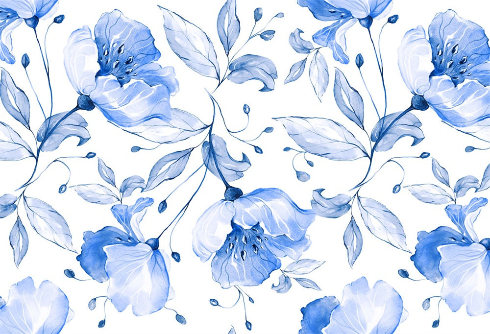 Kate Fleurs bleues Rétro Fête des mères Toile de fond pour la photographie - Kate Backdrop FR