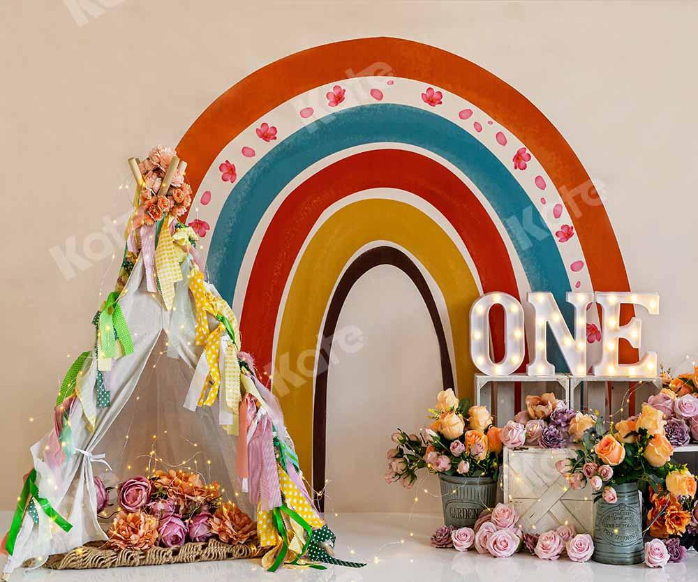 Kate Boho Arc-en-ciel Anniversaire Cake smash Toile de fond conçue par Emetselch - Kate Backdrop FR