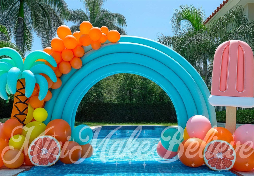 Kate Piscine Arche de ballons Été Toile de fond conçue par Mini MakeBelieve - Kate Backdrop FR