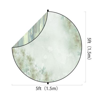 Kate Double-face Rond Bois Vert clair/Fleurs Photographie Toile de fond Pliable 5x5pi(1.5x1.5m) - Kate Backdrop FR