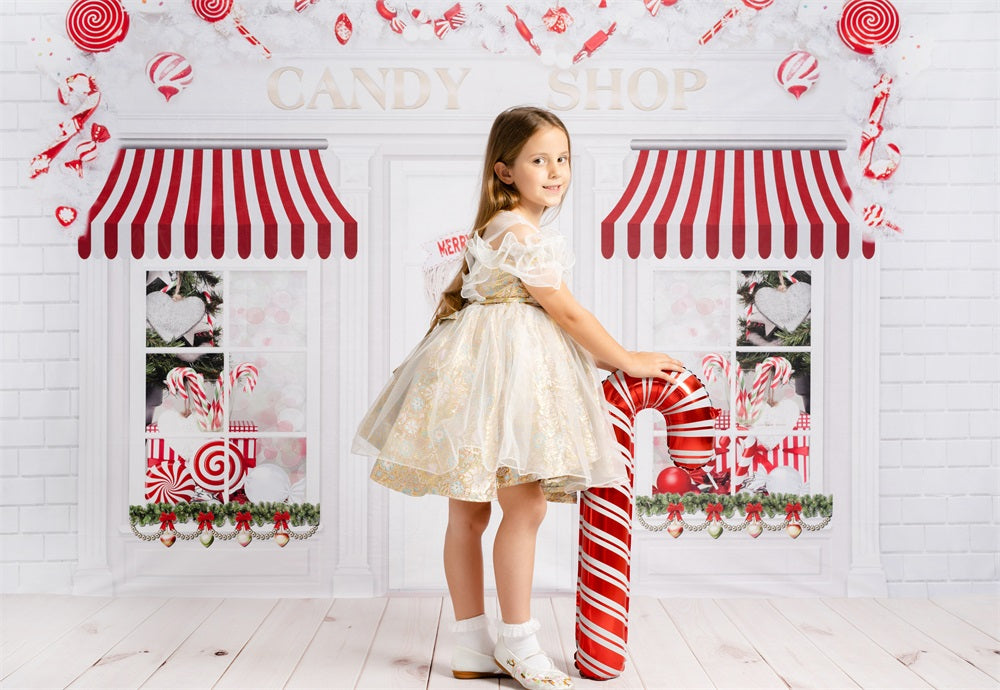 Kate Magasin de bonbons Noël Rose Blanc Toile de fond pour la photographie - Kate Backdrop FR