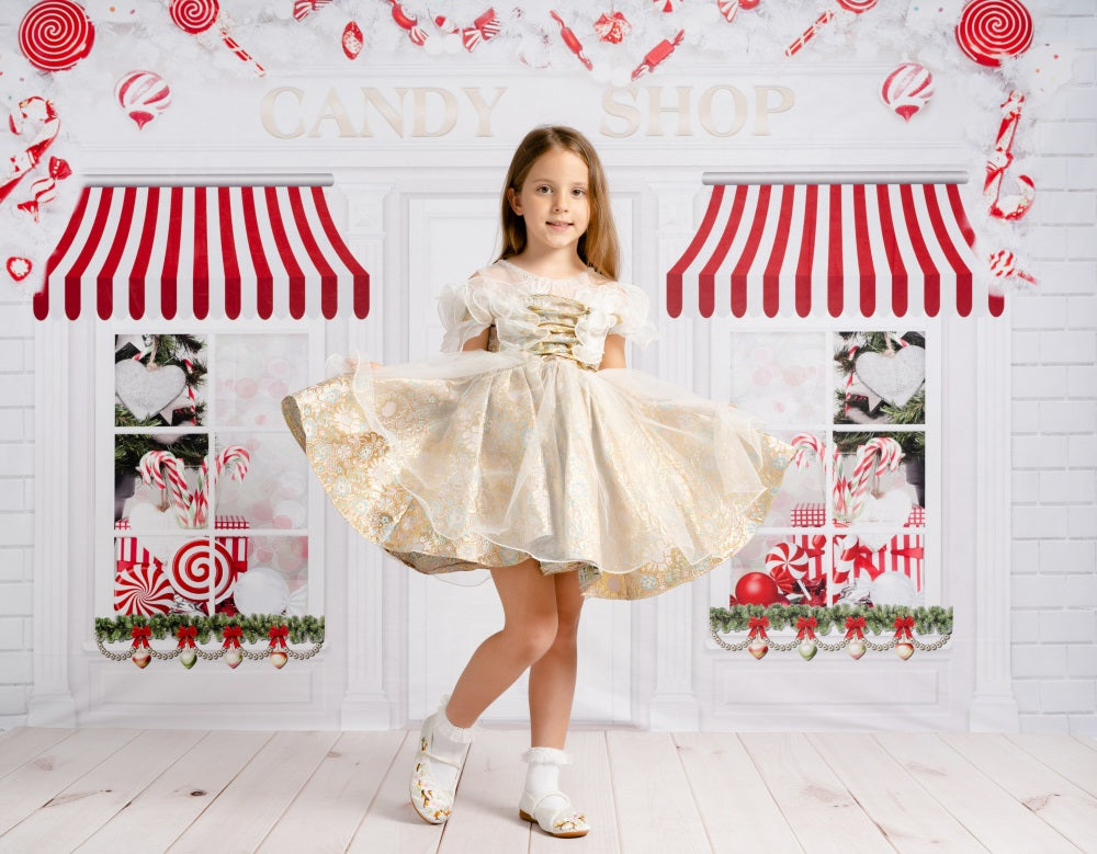 Kate Magasin de bonbons Noël Rose Blanc Toile de fond pour la photographie - Kate Backdrop FR