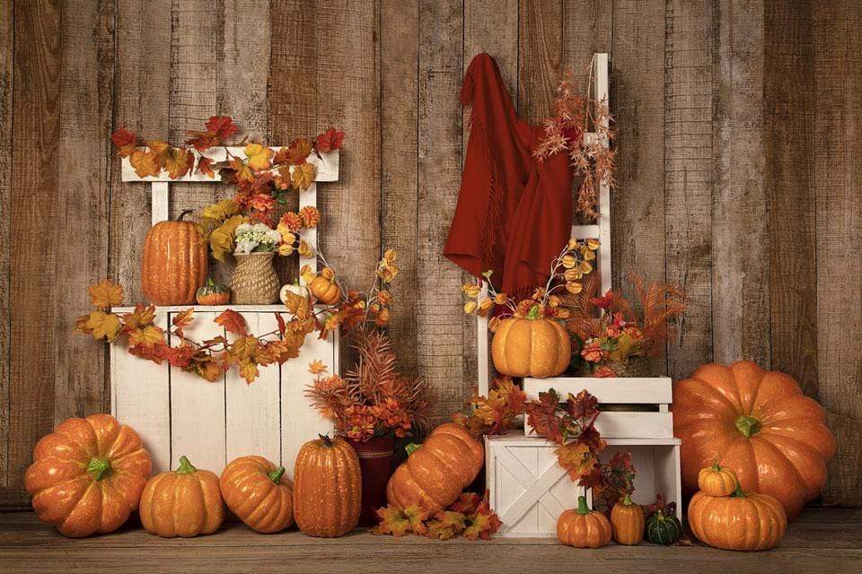 Kate Stand de citrouilles Automne Thanksgiving Toile de fond conçue par Jia Chan Photographie - Kate Backdrop FR