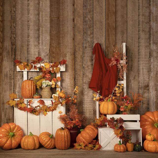 Kate Stand de citrouilles Automne Thanksgiving Toile de fond conçue par Jia Chan Photographie - Kate Backdrop FR