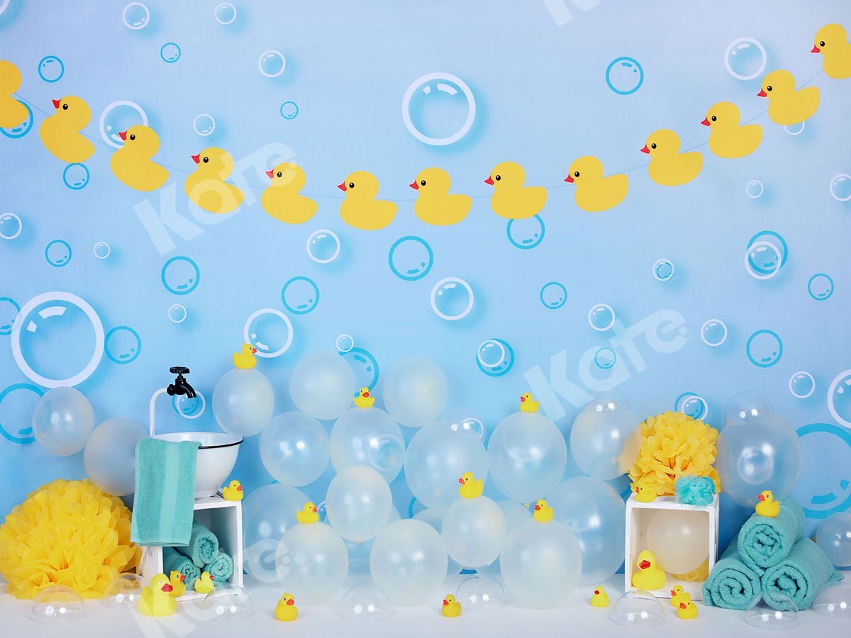 Kate Enfants Canard Jaune Bulles Ballons Toile de fond pour la photographie - Kate Backdrop FR