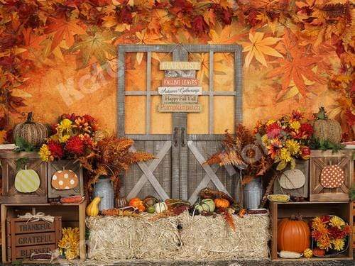 Katebackdrop£ºKate Autumn Leaves with Pumpkins Thanksgiving Backdrop