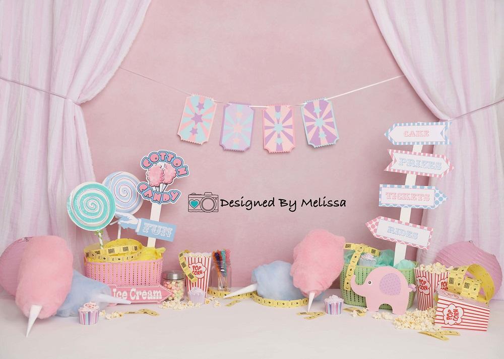 Kate Anniversaire Bonbons Collations Rose Enfant Toile de fond conçue par Melissa King - Kate Backdrop FR