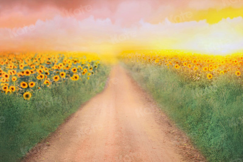 Kate Toile de fond de route de campagne de tournesol pour la photographie - Kate Backdrop FR